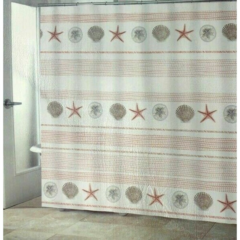 Traditions Stonington Sand Dollar Shell Starfish Fabric Shower Curtain Nautical